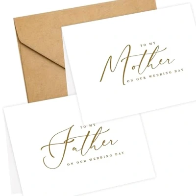 Image of LADY&amp;HOME Set of 2 Wedding Day Cards to Father and Mother,To My Mother on Card (C2:Father &amp; Mother)