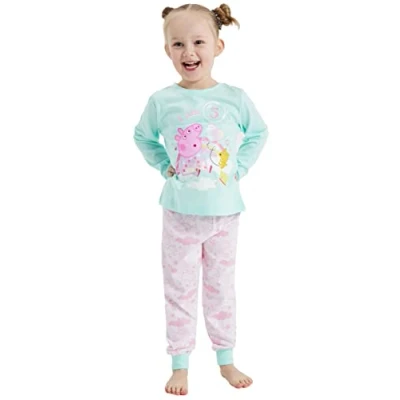 Image of Girls Personalised Peppa Pig Birthday Pyjamas Any Age (Peppa Birthday, 5 6 Years)