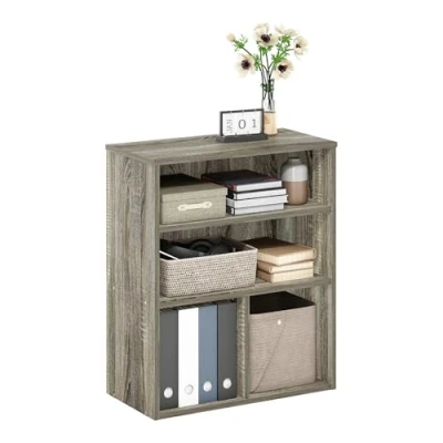 Image of Furinno Pasir 3 Tier Display Bookcase, French Oak