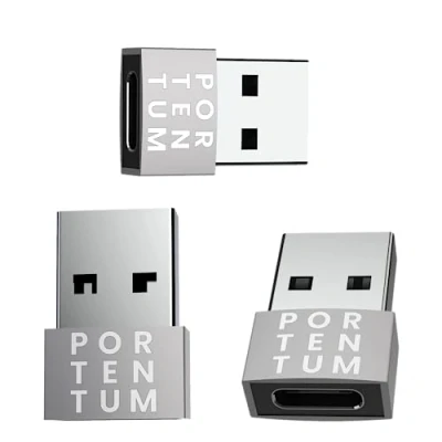 Image of PORTENTUM USB C to Adaptor 3 Units 480 MB Speed Premium Zinc Allow WITH High Heat Resistance adapter Only 4 grams Silver