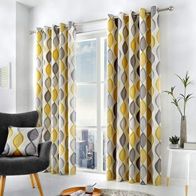 Image of Fusion Lennox, Eyelet Curtains, 168 x 183 cm, Grey