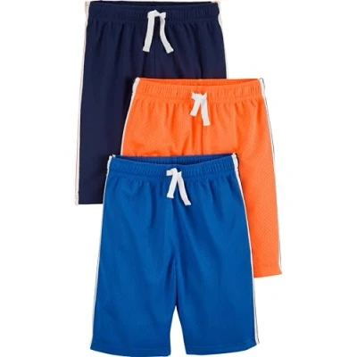 Image of Simple Joys by Carter&#039;s Boys&#039; 3 Pack Mesh Shorts, Blue/Orange/Navy, 5 Years (Pack of 3)