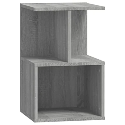 Image of vidaXL Modern Grey Sonoma Bedside Cabinet Engineered Wood Nightstand/Side Table with Open Compartments