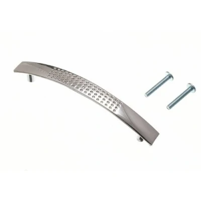 Image of 2 x DIMPLED D Shape Cupboard Drawer Handles 96MM Chromed Metal + Screws