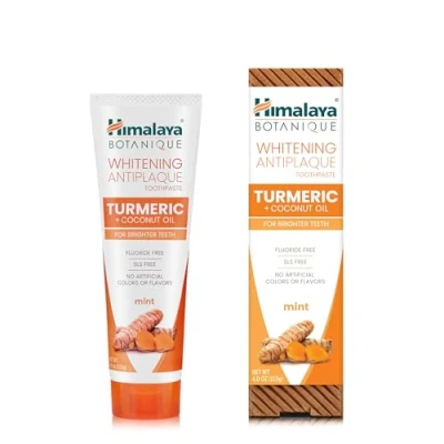 Image of Himalaya Whitening Antiplaque Toothpaste with Turmeric + Coconut Oil for Brighter Teeth, 4 oz, (4 oz)