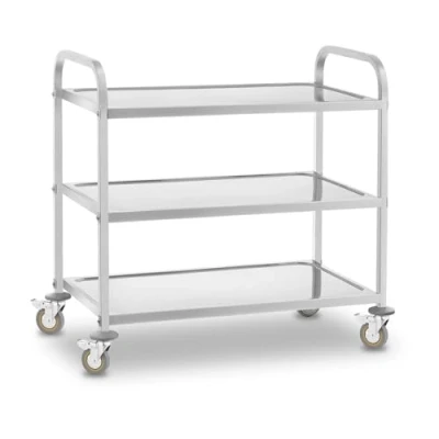 Image of Royal Catering RCSW 3 Serving Trolley with Wheels (101 x 55 96.5 cm, Load Capacity 480 kg, Shelf Thickness cm)