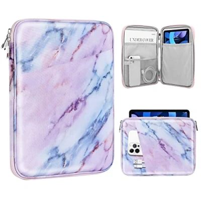 Image of TiMOVO 9 11&quot; Tablet Sleeve for iPad 10th Gen. 10.9&quot;, 9th/8th/7th 10.2&quot;, Air 11/Air 5th/4th 10.9&quot;,Galaxy Tab A9+/A9 Plus 11&quot;, Protective Bag with Pocket,Marble Purple &amp; Blue