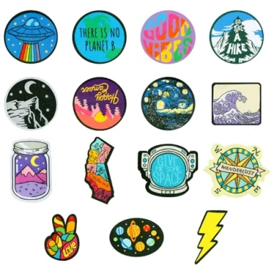 Image of 15Pcs Iron on Patches, GLADFRESIT Colorful Embroidered Applique Universe Earth Space Badges for DIY Jeans, Jacket, Clothes, Bag