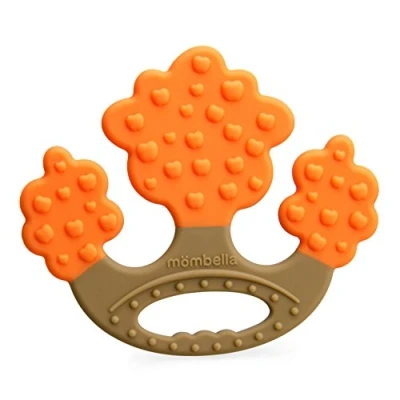 Image of Mombella Apple Tree Teether, Food Grade Soft Silicone Teething Toy for Babies 3M+, 3 Colors Available (Orange)