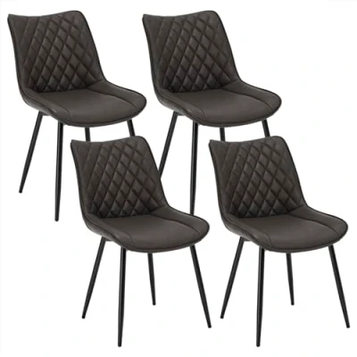 Image of WOLTU Dining Chairs Set of 4 Kitchen Counter Lounge Leisure Living Room Corner Anthracite Leatherette Reception with Backrest and Padded Seat