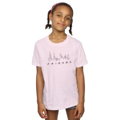 Image of Absolute Cult Friends Girls Skyline Logo T Shirt Baby Pink 12 13 Years
