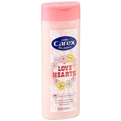 Image of Carex Fun Editions Love Hearts Shower Gel, Cleans, Cares and Protects, Bulk Buy, Pack of 6 x 500 ml