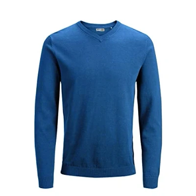 Image of JACK &amp; JONES Men&#039;s JJEBASIC Knit V Neck NOOS 12137194, blue (classic blue), XXXL