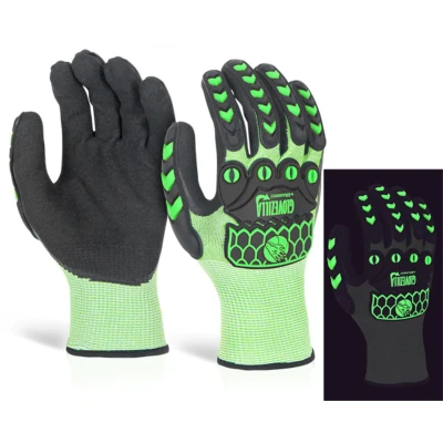 Image of Glovezilla Glow In The Dark Foam Nitrile Glove Green Medium
