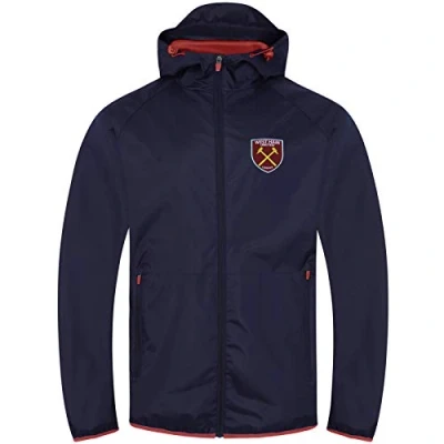 Image of West Ham United FC Gift Mens Shower Jacket Windbreaker Peaked Hood Navy 3XL