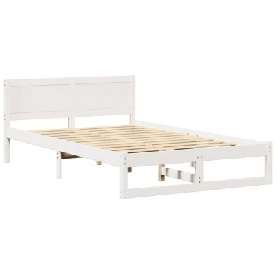 Image of vidaXL Bed Frame White Solid Pine wood 120 x 190 cm Durable