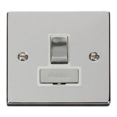 Image of Click deco polished chrome VPCH751WH 13A Switched Fused Spur white insert