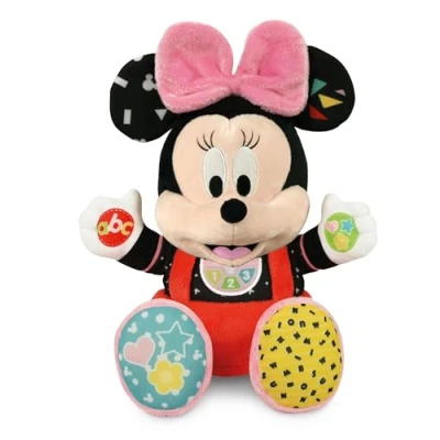 Image of Clementoni Disney Baby Minnie Play and Learn, Plush Interactive Educational Game for Boys Girls 6+ Months, Sing Nursery Rhymes to Teach the Alphabet, Numbers Colours, 17304