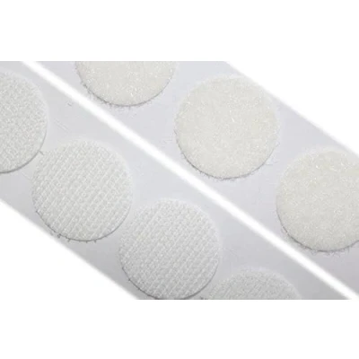 Image of Velcro® Brand White Stick On Coins Choice of Hook &amp; Loop 22mm, Sticky Dots Double Sided Adhesive Pads, Coins, Strong (Loop Hook, 20 Coins)