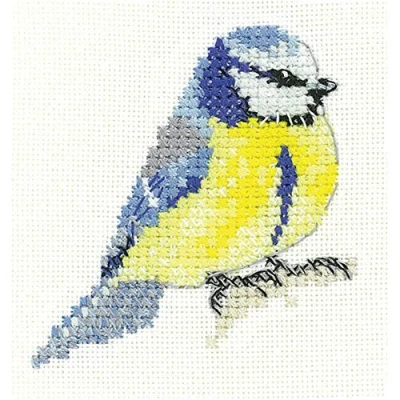 Image of Heritage LFBT1511 A Counted Cross Stitch Kit Aida Blue Tit 6x6.5cm
