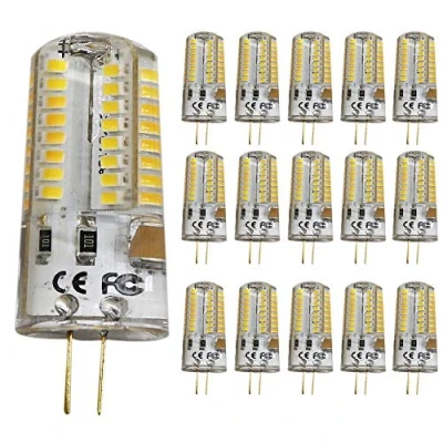 Image of mengjay® G4 LED, pack of 15 LED bulbs, 5 W, 320 lm, 64 x 3014 SMD warm white (3000 Kelvin), AC 12 V, 360 beam angle lamps beads