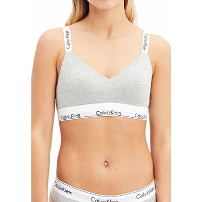 Image of Calvin Klein Women&#039;s Lght Lined Bralette (Avg) 000qf7059e Bralette, Grey (Grey Heather), S