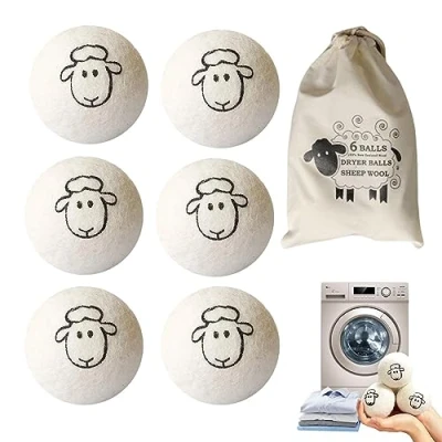 Image of Wool Dryer Balls, 6PCS Anti Static Tumble Reusable Natural Fabric Softener for Laundry, Balls Dryer, to Reduce Drying Time, Wrinkles and