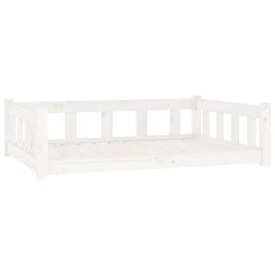 Image of vidaXL Solid Pine Wood Dog Bed Stylish White with Supporting Sidewalls Comfortable and Secure Pet Furniture for Small to Large Dogs