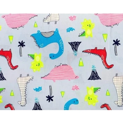Image of Oddies Blue Dinosaur Design Children&#039;s Fabric Craft Material 112 cm 100% Cotton Poplin 130 gsm Per Metre