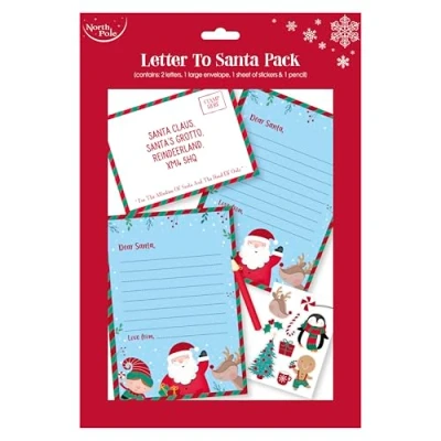 Image of Eurowrap Christmas Letter to Santa Pack Grotto, Wish List, Letter, Stocking Filler Includes 2 Letters, 1 Envelope, Pencil and Sheet of Stickers