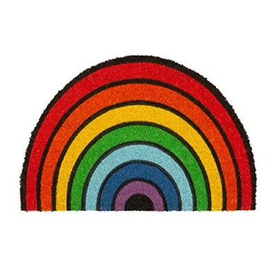 Image of 60cm x 40cm Multicoloured Rainbow Coir Half Moon Door Mat By Nicola Spring