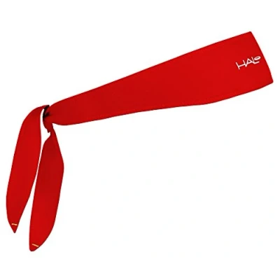 Image of Halo Headband I Custom Fit Tie Sweatband for Men and Women, No Slip With Moisture Wicking Dryline Fabric, Red,One Size