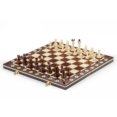 Image of Prime Chess SENATOR Hand Crafted Wooden Set 16&quot; 41 cm Burned Ornaments Large Board for Adults and Kids