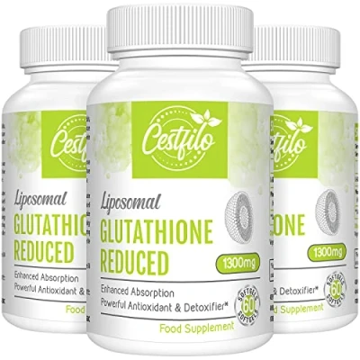 Image of Cestfilo Liposomal Glutathione Reduced 1300 mg, Active Form L Reductase (GSH), Powerful Antioxidant for Optimal Cell Protection (60 Count (Pack of 3))