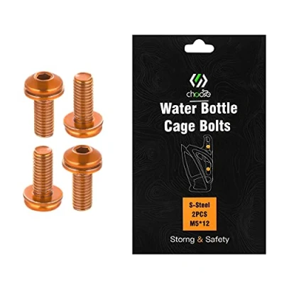 Image of Chooee Water Bottle Cage Bolts M5 x 12mm,4pcs Holder Screws for MTB,Mountain Bike,Road Bicycle Orange