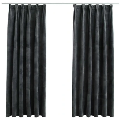 Image of vidaXL Blackout Curtains 2 pcs with Hooks Velvet Anthracite 140x175 cm