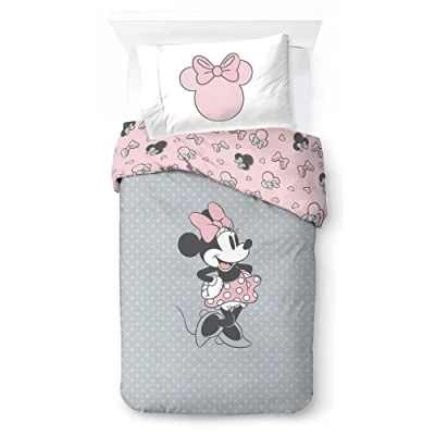 Image of Jay Franco Disney Minnie Mouse One of a Kind 100% Cotton Single Duvet Cover Set Includes Pillowcase