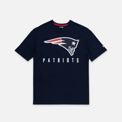 Image of New Era Unisex NFL Games Slogan Oversized England Patriots T Shirt, Dk Blue, M EU
