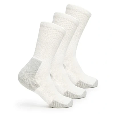 Image of Thorlos Men&#039;s Xj Max Cushion Crew Running Socks, White (3 Pairs), M UK