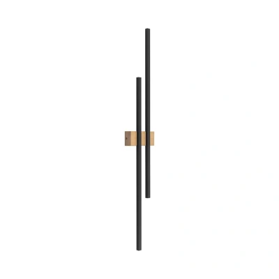 Image of TK Lighting LED wall light Flash, black/pine, height 90 cm, 2 bulb