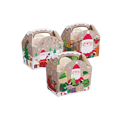 Image of MustBeBonkers 250 x Kids Meal Party Boxes Cardboard Lunch Food Takeaway Box Choose your Theme (Christmas)