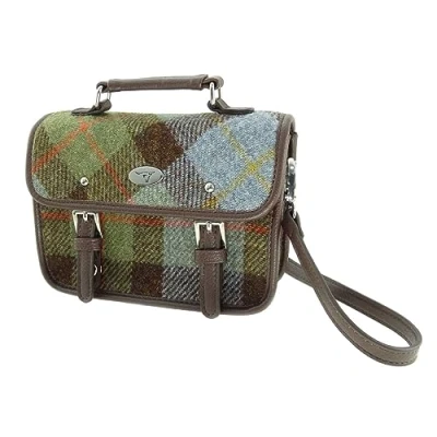 Image of Glen Appin Harris Tweed Bervie Mini Satchel Bag With Adjustable &amp; Removable Shoulder Strap (15 Gunn Tartan)