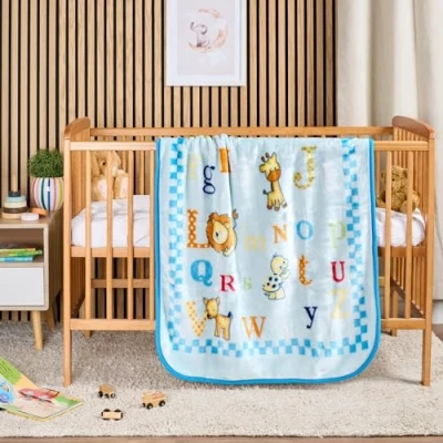 Image of Childrens Blanket, Soft Kids, Baby Fleece Blanket for Toddler, Kids beds, Nursery Pram, Cot, Animal Alphabet, ABC