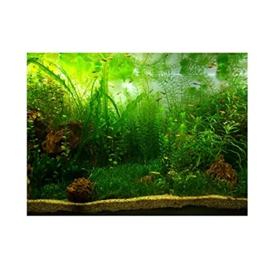 Image of FILFEEL Fish Tank Decorations Background Pictures Aquarium PVC Adhesive Poster Water Grass Style Backdrop Decoration Paper Cling Decals Sticker(122 * 61cm)