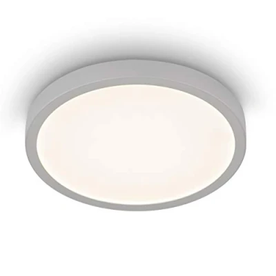 Image of Eglo Molay Surface Mounted LED Ceiling Light, Made of Steel and Plastic, Warm White Flush Mount lamp in Silver White, Ø 28.5 cm/ 11.22 inches