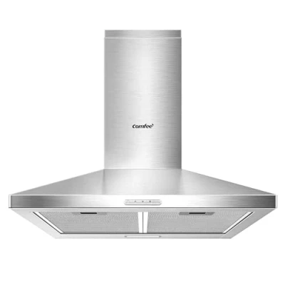 Image of COMFEE&#039; 60 cm Chimney Cooker Hood Stainless Steel Extractor with LED and Recirculating &amp; Ducting System Wall Mounted Range 600 mm Fan kitchen
