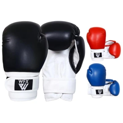 Image of Kids Boxing Gloves for Martial Arts Sparring Junior Mitts Heavy Duty Leather MMA Training Punch Bag Striking Muay Thai Kick Boys and Girl (Black, 4OZ)