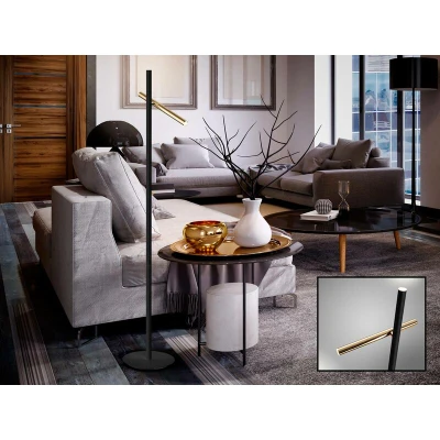 Image of Varas Integrated LED 2 Light Floor Lamp Matt black, Gold