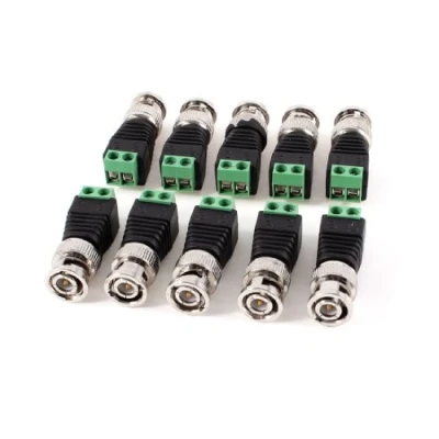 Image of sourcing map Screw Terminal Coax Cat5 Cat6 to BNC Male Video Balun Connector Adapter 10 Pcs