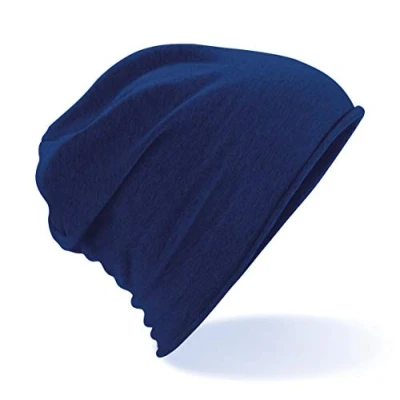 Image of Beechfield Unisex Jersey Beanie Classic Soft Hat Navy